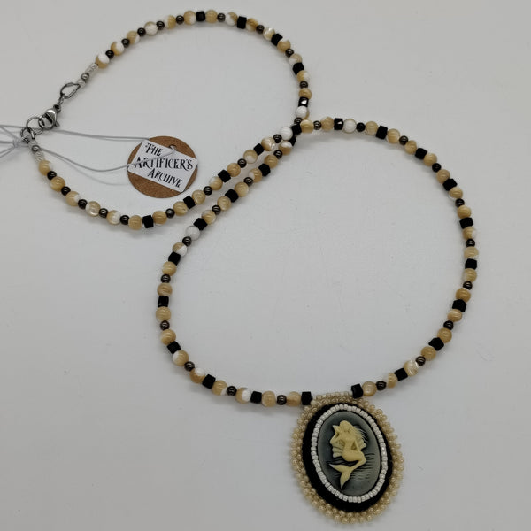 Black and Cream Mermaid Necklace