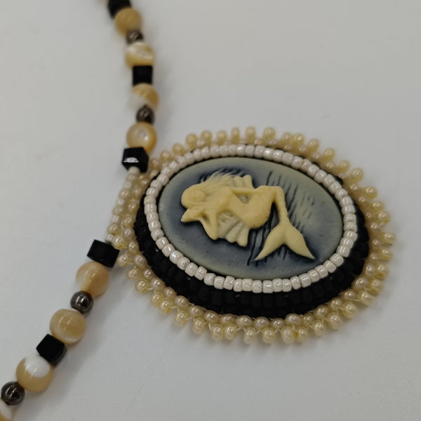 Black and Cream Mermaid Necklace