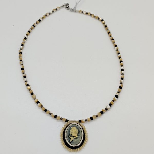 Black and Cream Mermaid Necklace