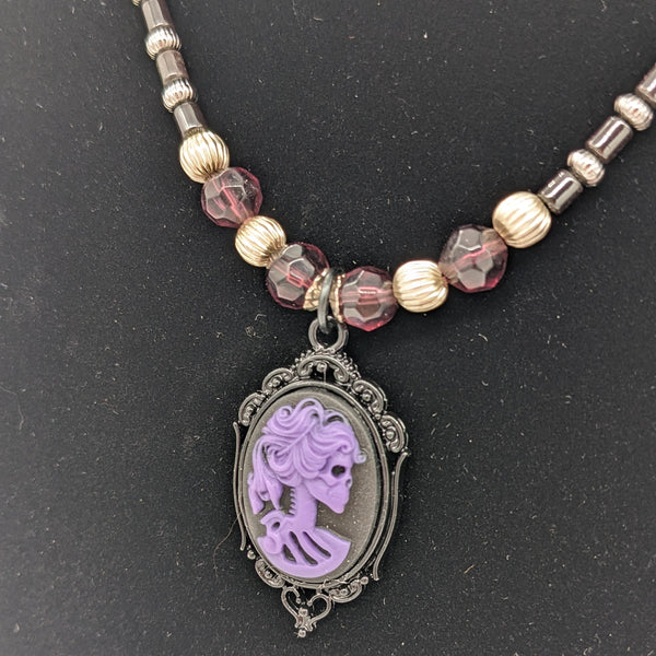 Lady Skeleton Necklace in Purple and Hematite