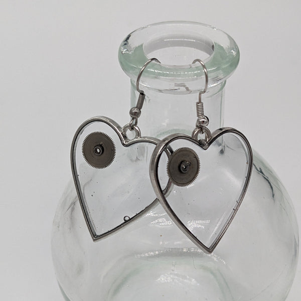 Steampunk Heart Earrings - Options Available