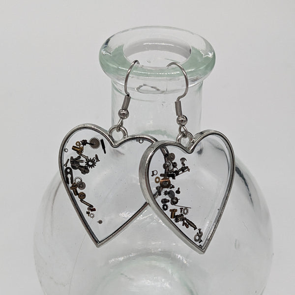 Steampunk Heart Earrings - Options Available