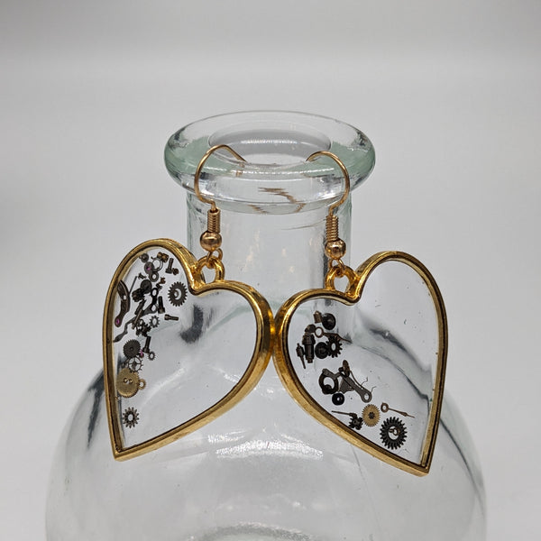Steampunk Heart Earrings - Options Available