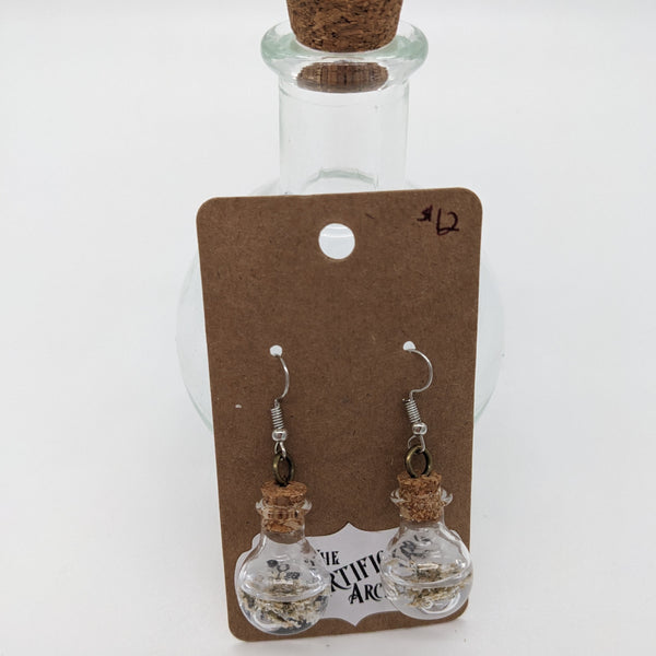 Glass Potion Earrings - Round bottles