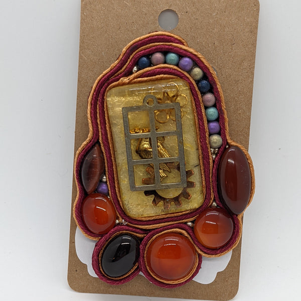 Soutache Birdcage Steampunk Brooch/Pendant
