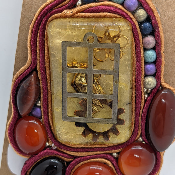 Soutache Birdcage Steampunk Brooch/Pendant