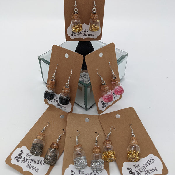 Glass Potion Earrings - Cylinder bottles