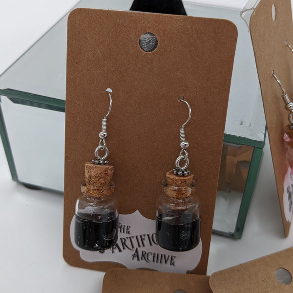 Glass Potion Earrings - Cylinder bottles