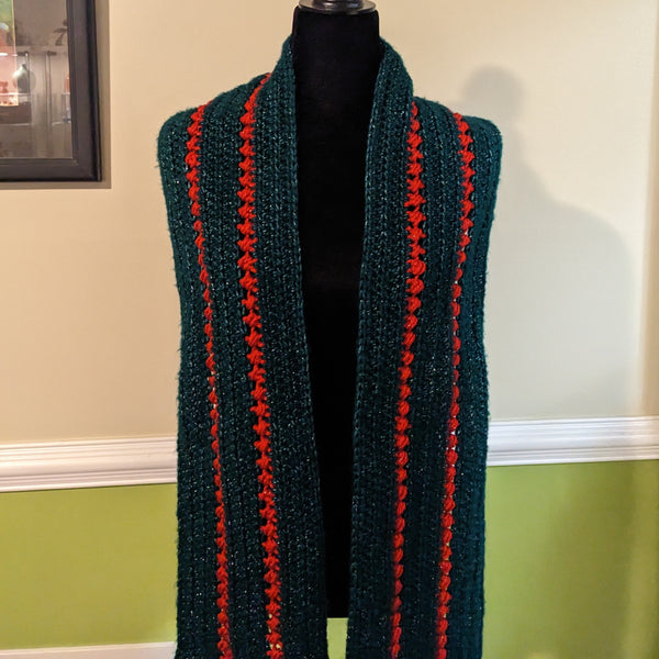 Striped tweed scarf in Holiday Sparkle