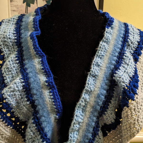 Striped ruffle scarf in Shades of Blue 2