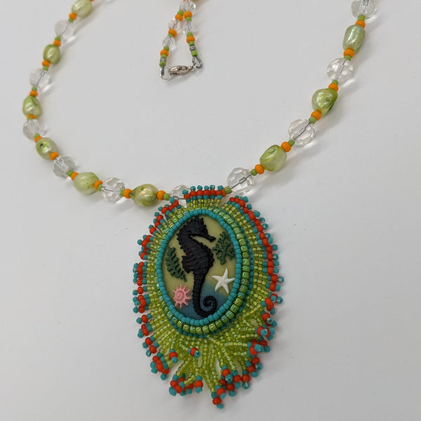 Acid Green Seahorse Necklace