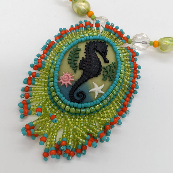Acid Green Seahorse Necklace