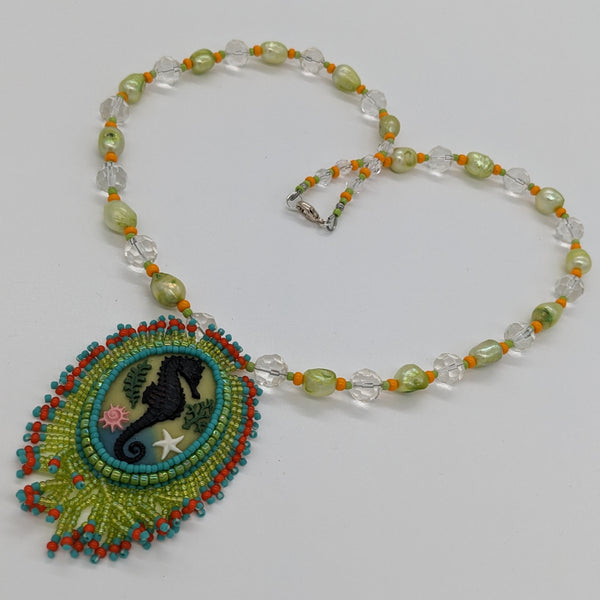 Acid Green Seahorse Necklace