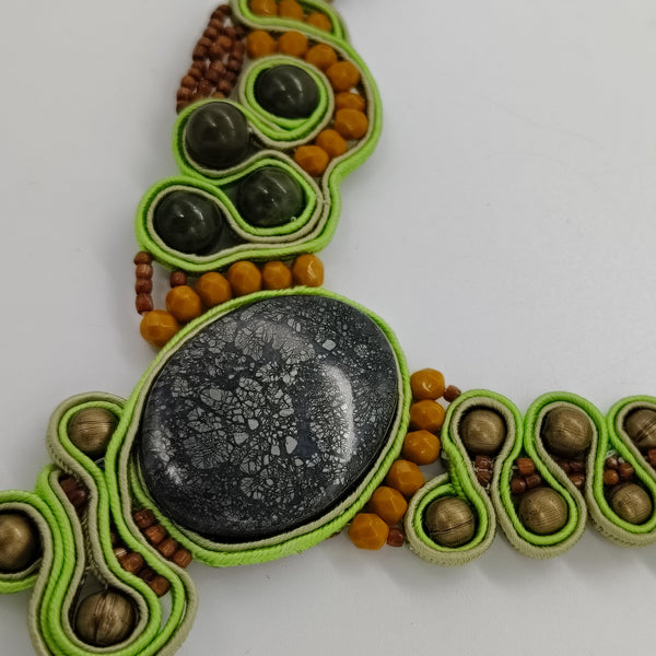 Marcasite Agate Soutache Necklace