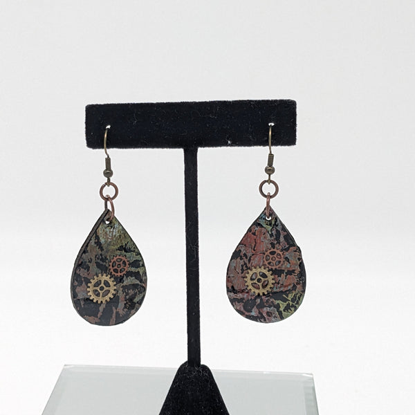 Mixed Media Collage Earrings - Closed Teardrops