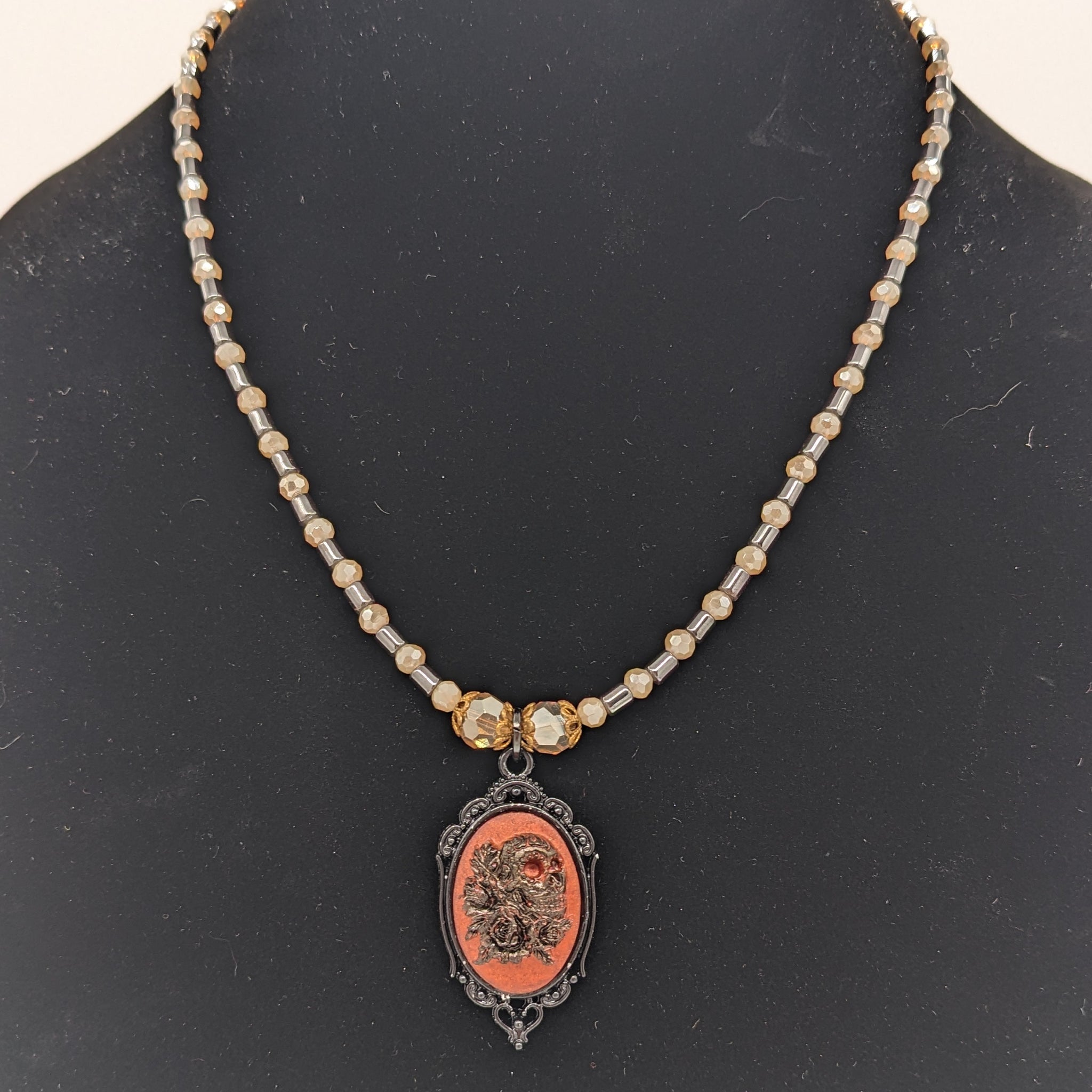 Skull and Roses in Copper and Black