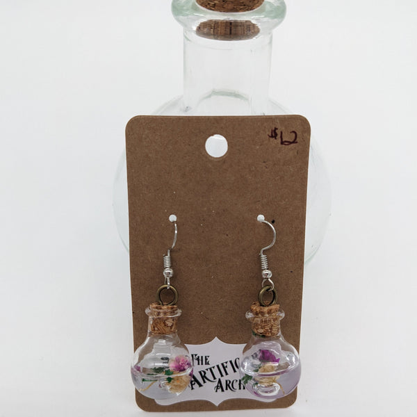 Glass Potion Earrings - Round bottles