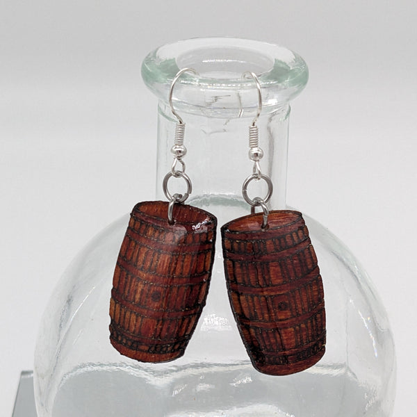 Wood Barrel Earrings