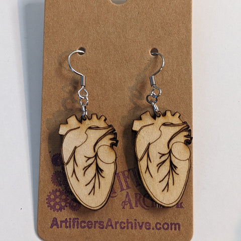 Heart Laid Bare Wood Earrings