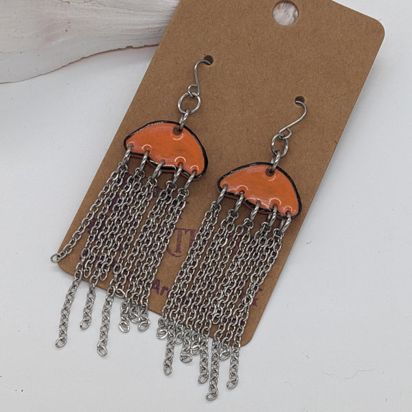 C - Orange Jellyfish Earrings