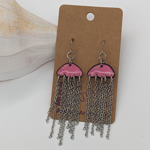 E - Pink Jellyfish Earrings