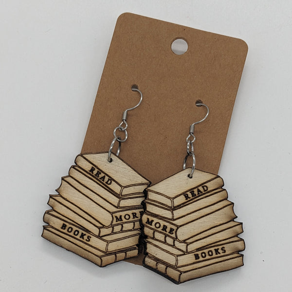 Read More Books Wood Earrings