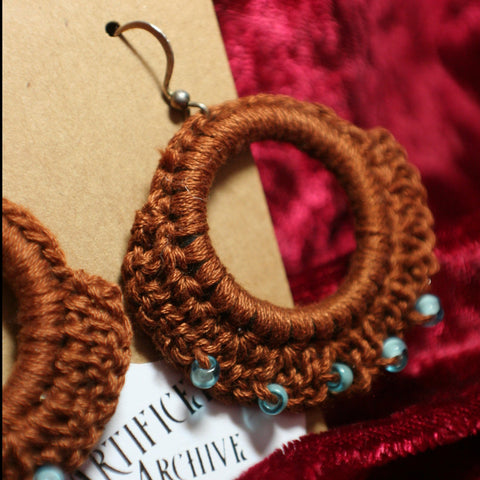 Large Brown Crochet Earrings