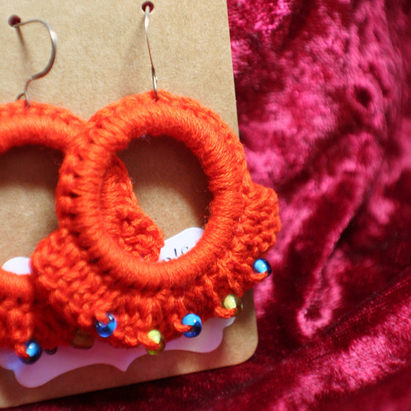 Orange Crochet Earrings