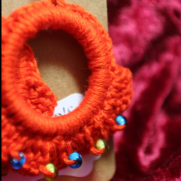 Orange Crochet Earrings