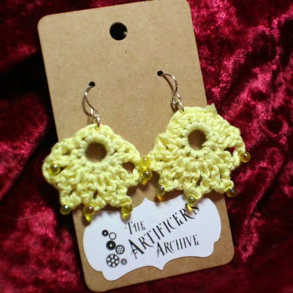 Small Light Yellow Crochet Earrings