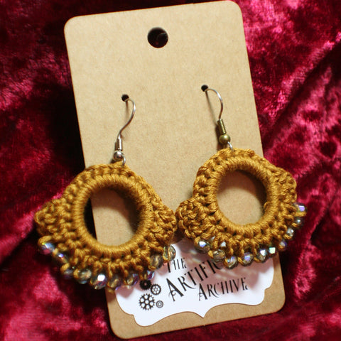Medium Brown Crochet Earrings