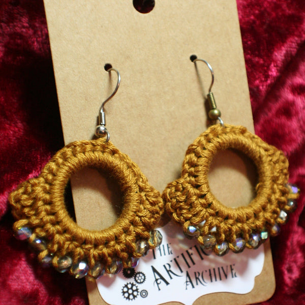 Medium Brown Crochet Earrings