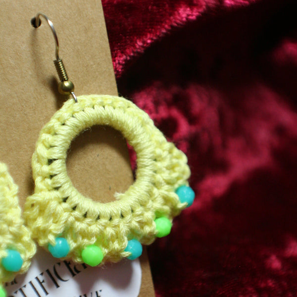 Light Yellow Crochet Earrings