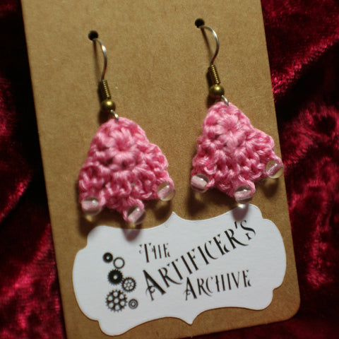 Tiny Pink Crochet Earrings
