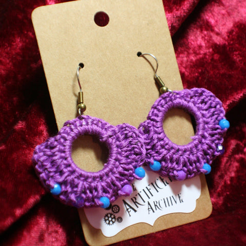 Dark Purple Crochet Earrings