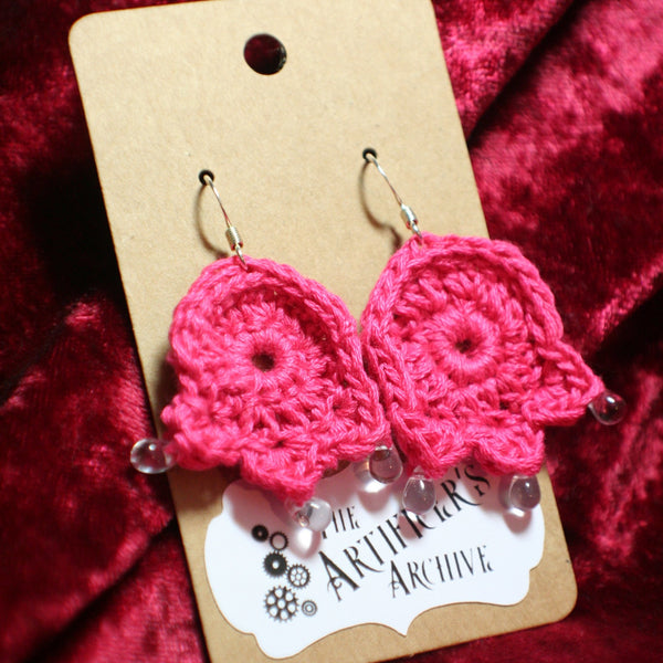 Dark Pink Crochet Earrings