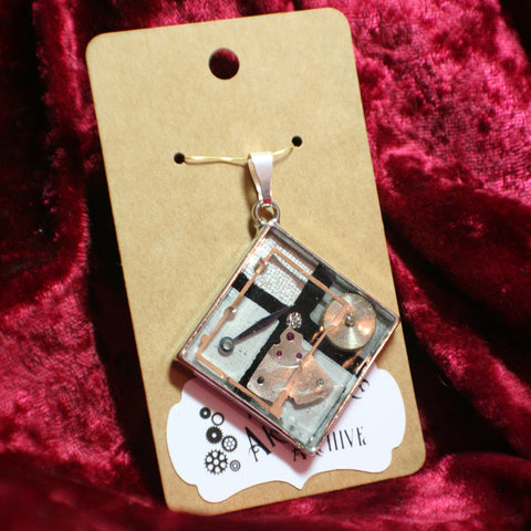 Silver Square Steampunk Pendant