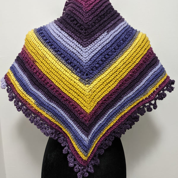 Purple and gold triangle shawl