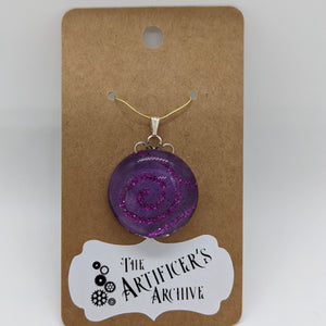 Purple Spiral Glass Tile Pendant