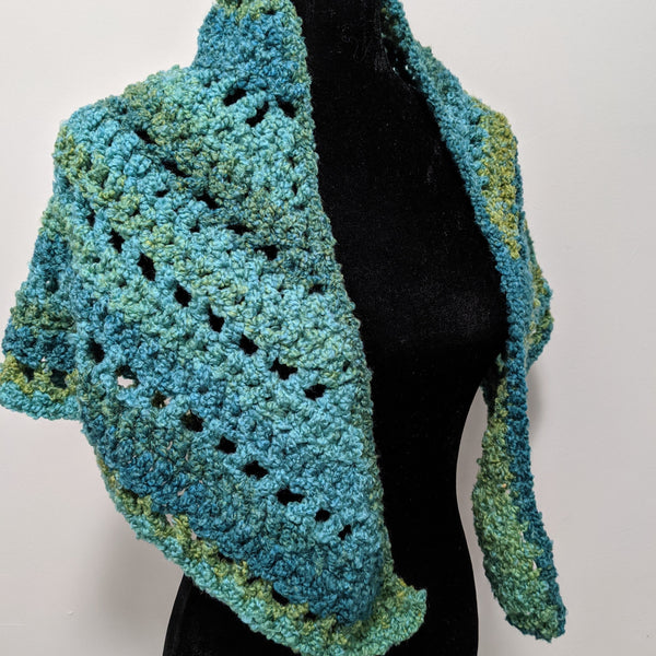 Brown Butter Shawl in Blue Green