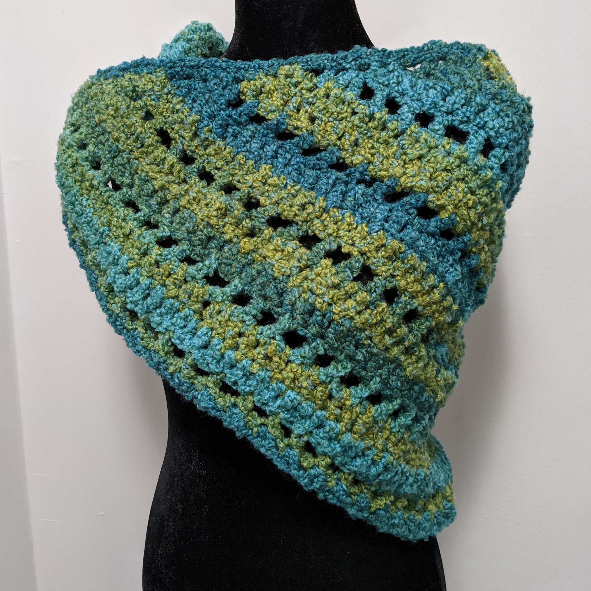 Brown Butter Shawl in Blue Green