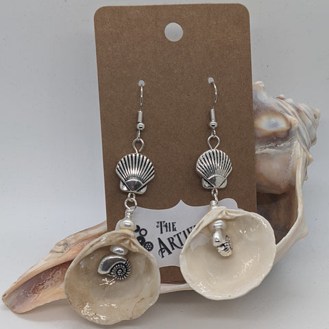 Large Shells and Nautilus Earrings
