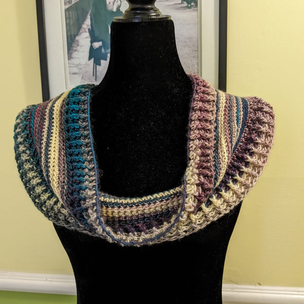 Striped Infinity Scarf in Tealberry