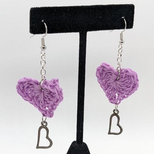 Crocheted Small Hearts with Charms - Several options available