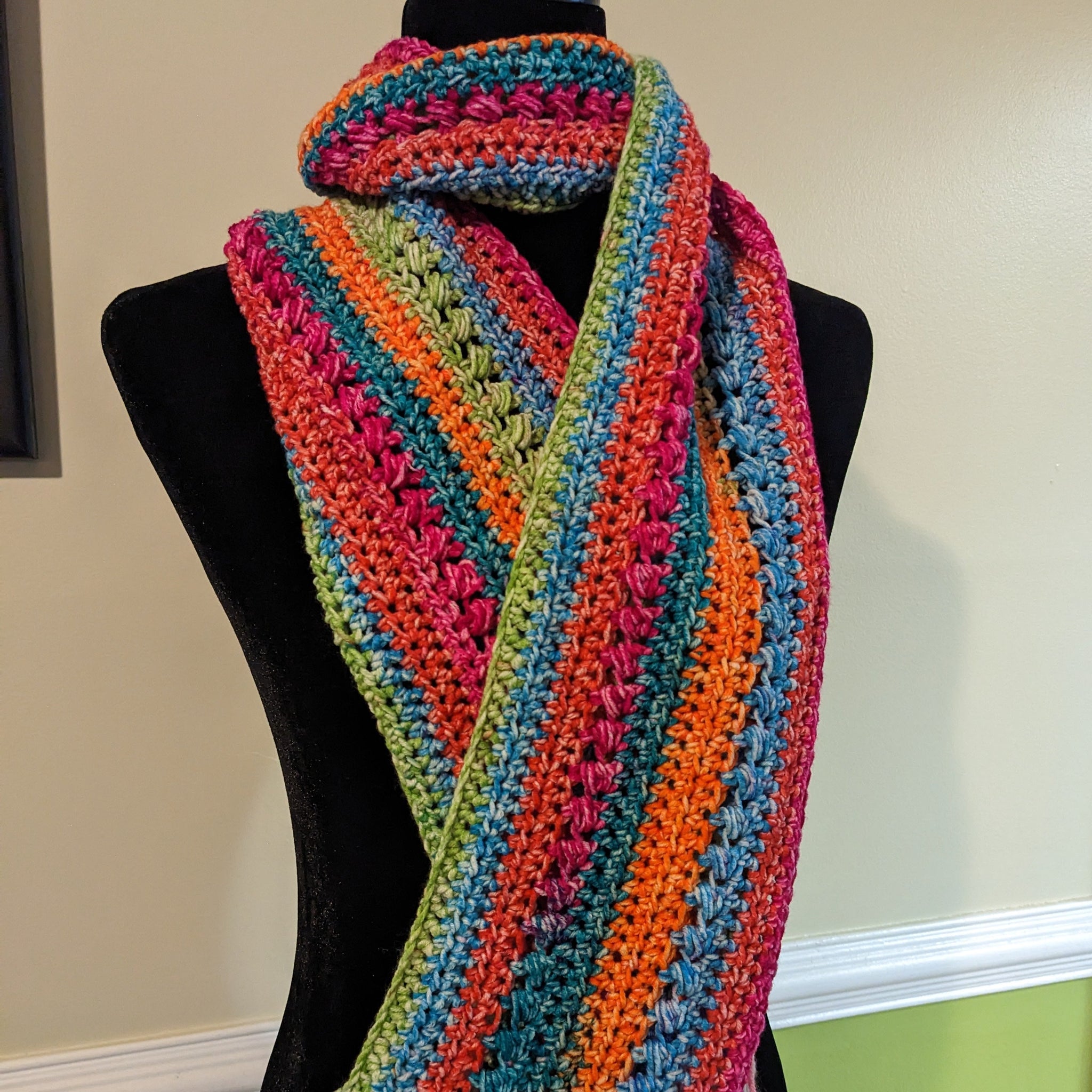 Striped tweed scarf in Brights