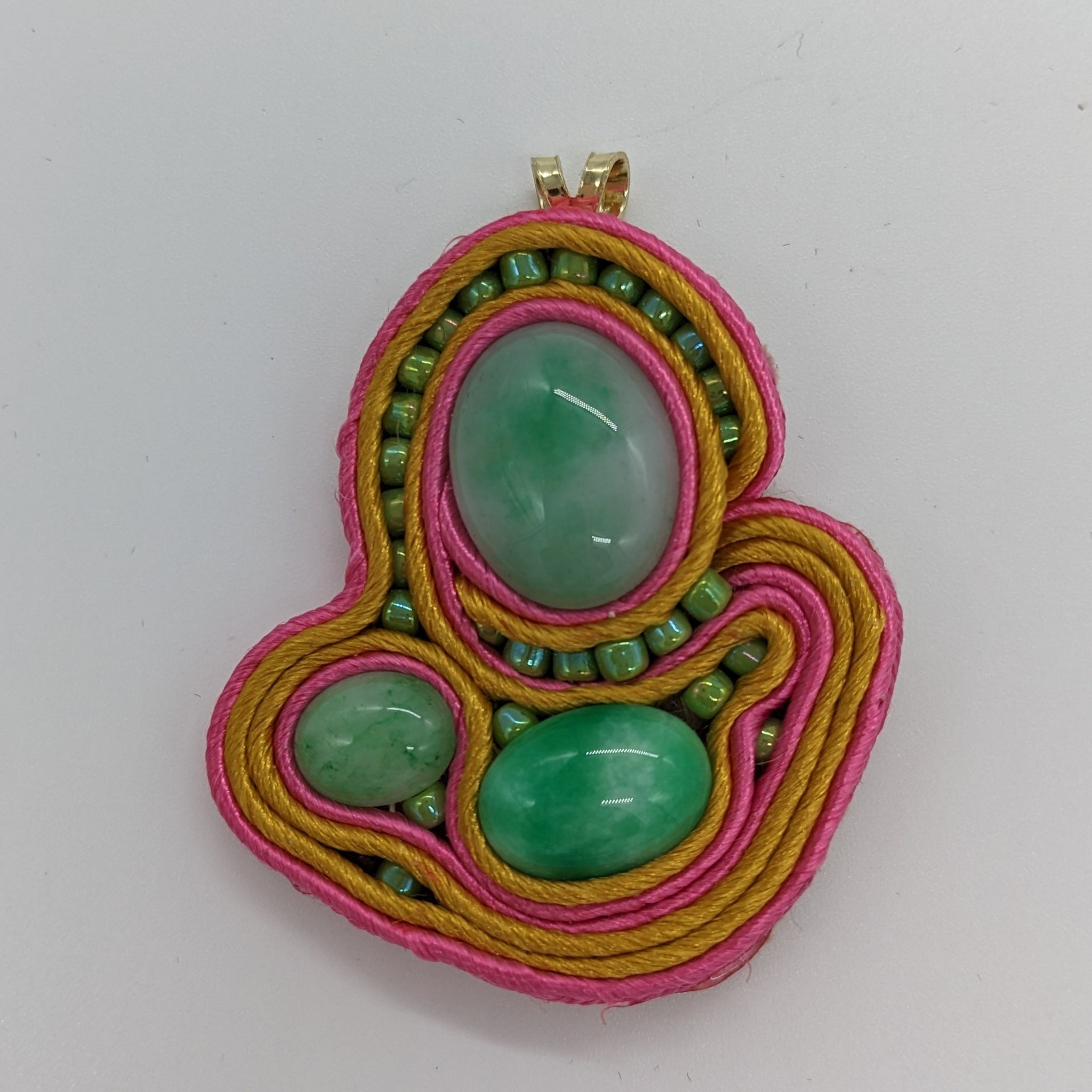 Bright Green and Pink Soutache Pendant