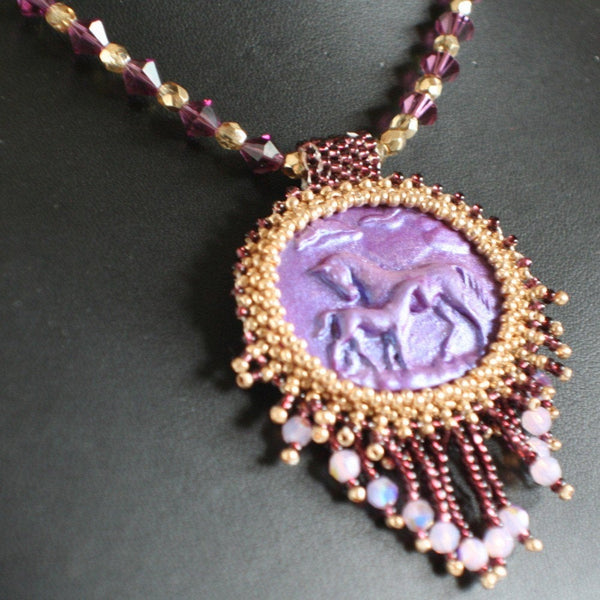 Purple Horse Cabochon Necklace