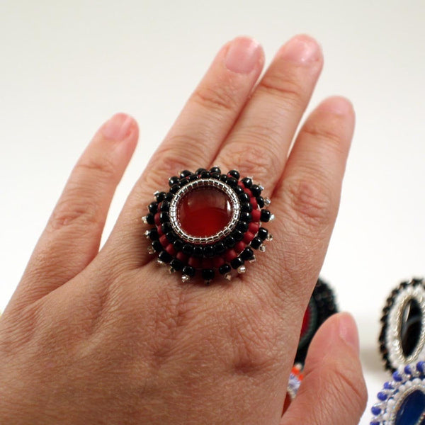 Spiky Carnelian Cocktail Ring
