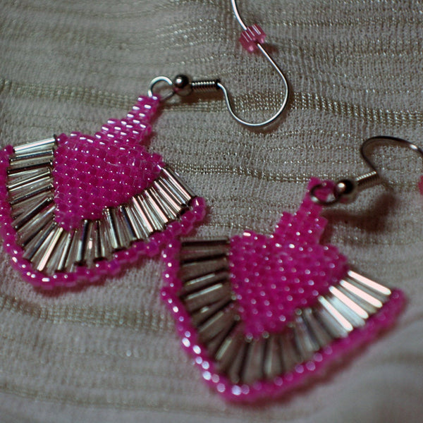 Pink Fan Earrings
