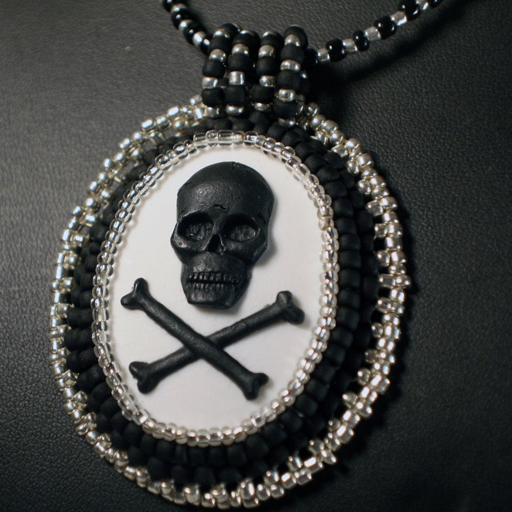 Black & White Skull and Crossbones Necklace